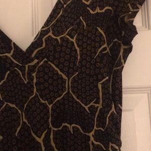 Ladies patterned black/brown/gold silk dress